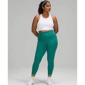 Lululemon Teal Print Wunder Train High Rise Crop Leggings 25” 4